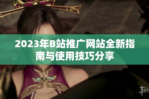 2023年B站推广网站全新指南与使用技巧分享
