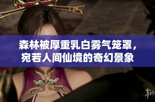 森林被厚重乳白雾气笼罩，宛若人间仙境的奇幻景象