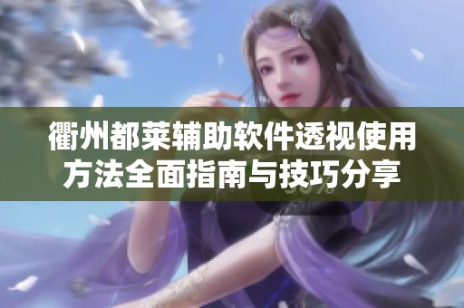 衢州都莱辅助软件透视使用方法全面指南与技巧分享