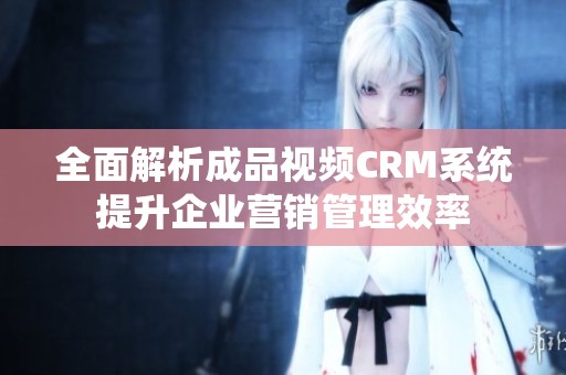 全面解析成品视频CRM系统提升企业营销管理效率