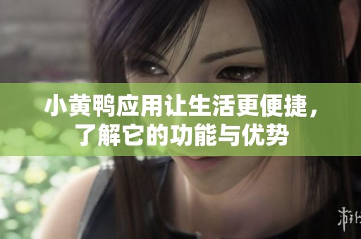 小黄鸭应用让生活更便捷，了解它的功能与优势
