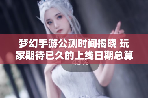 梦幻手游公测时间揭晓 玩家期待已久的上线日期总算明朗