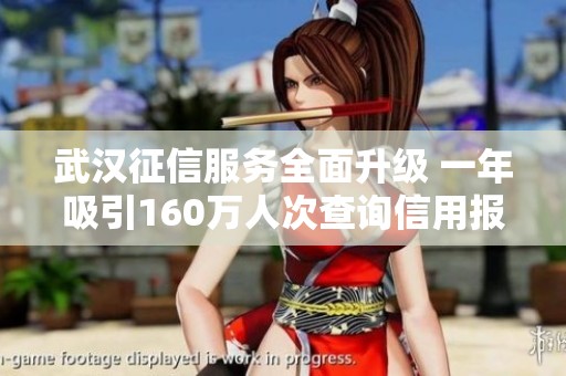 武汉征信服务全面升级 一年吸引160万人次查询信用报告
