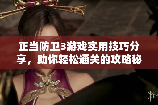 正当防卫3游戏实用技巧分享，助你轻松通关的攻略秘籍