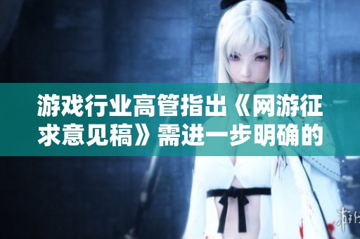 游戏行业高管指出《网游征求意见稿》需进一步明确的条文问题