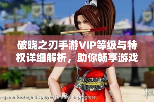 破晓之刃手游VIP等级与特权详细解析，助你畅享游戏乐趣