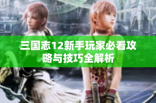三国志12新手玩家必看攻略与技巧全解析