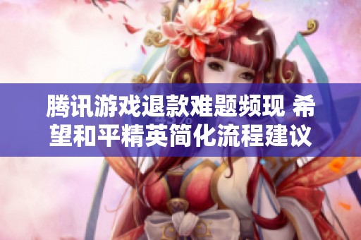 腾讯游戏退款难题频现 希望和平精英简化流程建议