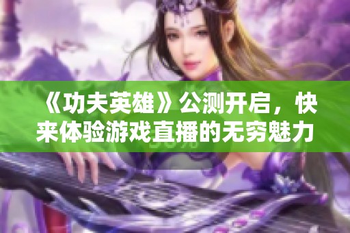 《功夫英雄》公测开启，快来体验游戏直播的无穷魅力！