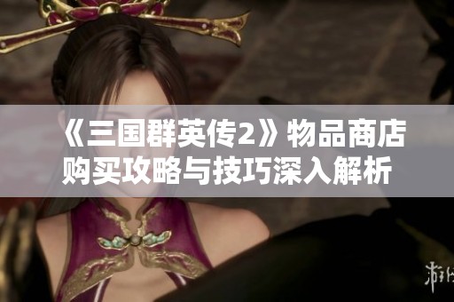 《三国群英传2》物品商店购买攻略与技巧深入解析