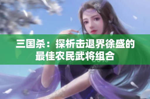 三国杀：探析击退界徐盛的最佳农民武将组合
