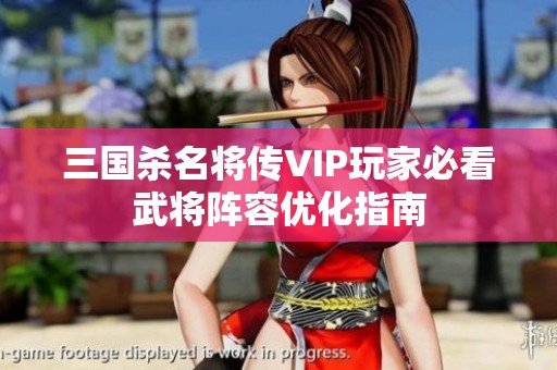 三国杀名将传VIP玩家必看武将阵容优化指南
