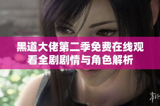 黑道大佬第二季免费在线观看全剧剧情与角色解析