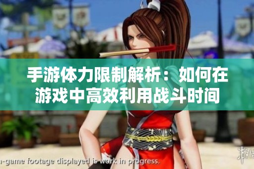 手游体力限制解析：如何在游戏中高效利用战斗时间