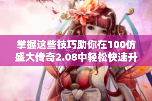 掌握这些技巧助你在100仿盛大传奇2.08中轻松快速升级角色