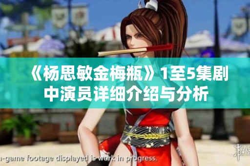 《杨思敏金梅瓶》1至5集剧中演员详细介绍与分析
