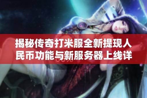 揭秘传奇打米服全新提现人民币功能与新服务器上线详细信息